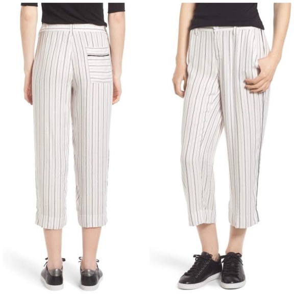 Treasure & Bond Crop Wide Leg Striped Trouser Pant - Picture 1 of 8